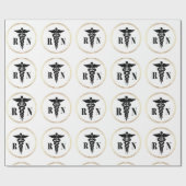 Nurses Caduceus Black and Gold Wrapping Paper Geschenkpapier (Flach)