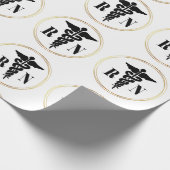 Nurses Caduceus Black and Gold Wrapping Paper Geschenkpapier (Ecke)
