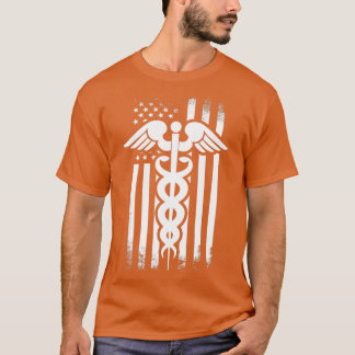 Nurses Caduceus Vintage Flag T-Shirt