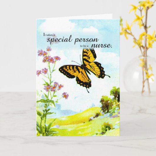 Nurses Day Butterfly, Blume Karte (Gelbe Blume)