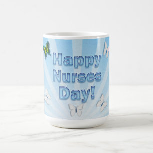 Nurses Day gibt farbenfrohe Schmetterlinge Kaffeetasse