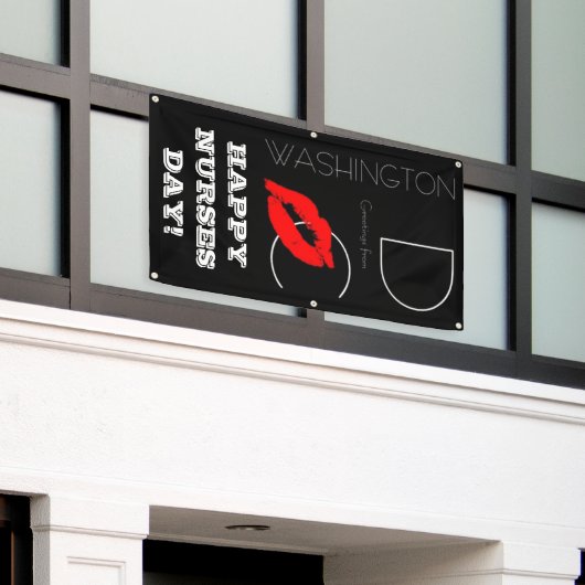 Nurses Day, Washington DC Red Lipstick Kiss Banner (Äußeres Gebäude)
