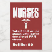 Nurse's Funny Prescription Caduceus Red White Weinetikett (Einzelnes Label)