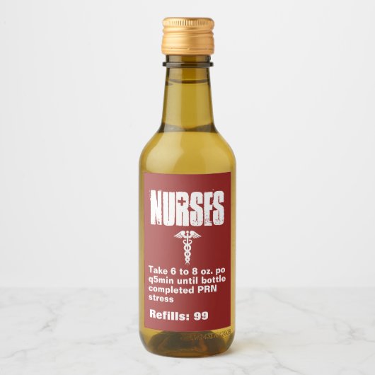 Nurse's Funny Prescription Caduceus Red White Weinetikett (Vorderseite)