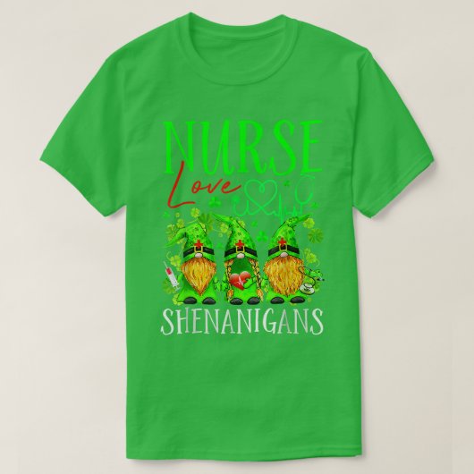 Nurses Liebe Shenanigans Funny Gnomes Nurse St Pat T-Shirt (Design vorne)