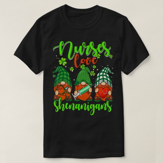 Nurses Liebe Shenanigans Funny Gnomes Nurse St Pat T-Shirt (Design vorne)