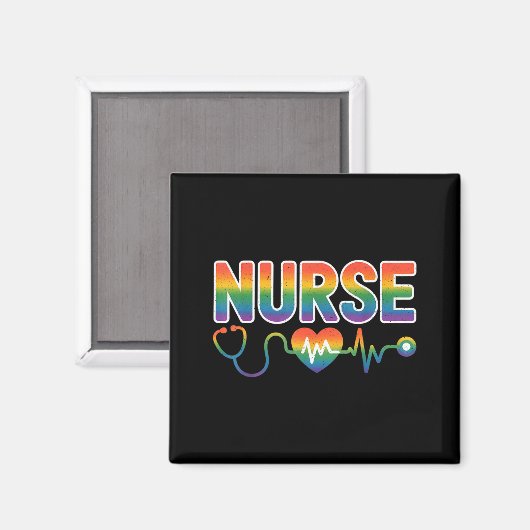 Nurse's Life Lgbt Heart Stethoscope Nurse Week  Magnet (Vorderseite/Rückseite)