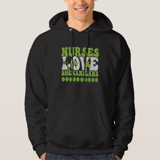 Nurses Love Shenanigans Cute  Nurse St Patricks Da Hoodie (Vorderseite)