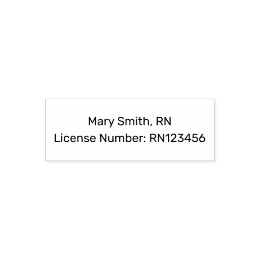 Nurse's Name and License Number Template Permastempel (Design)
