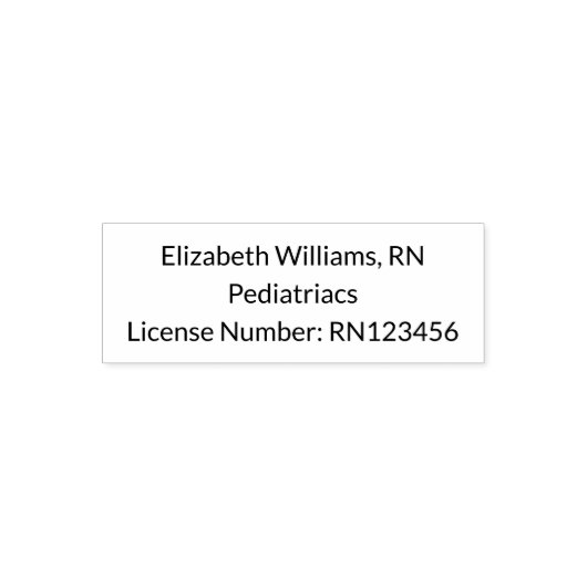 Nurses Name Specialty oder Department License Numb Permastempel (Design)