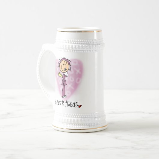 Nurses R Angels T - Shirt und Geschenke Bierglas (Vorderseite Links)