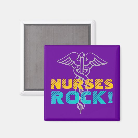 Nurses Rock! Magnet mit Kadukus-Symbol (Vorderseite/Rückseite)
