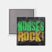 Nurses Rock, Orange und Green Fun Magnet (Vorderseite/Rückseite)