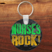 Nurses Rock, Orange und Green Fun Schlüsselanhänger (Vorderseite)