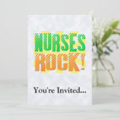 Nurses Rock, Orange und Grüner Spaß Einladung (Stehend Vorderseite)