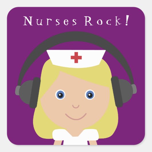 Nurses Rock! Quadratischer Aufkleber (Vorderseite)