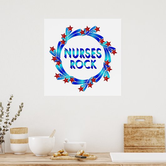 Nurses Rock Red Stars Poster (Küche)