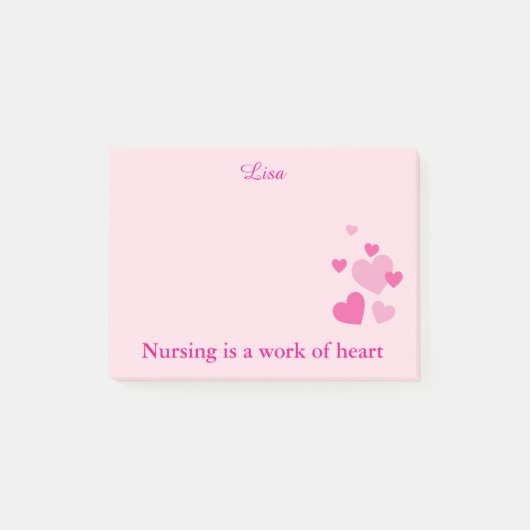 Nurses rosa Herz Post-it Klebezettel (Vorderseite)