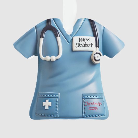 Nurses Scrubs Shirt Personalized Christmas Ornamen Ornament (Vorderseite)