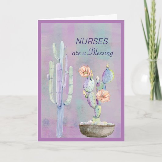 NURSES sind ein Segen-Aquarellkaktus Karte (Vorderseite)