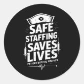 Nurses Strike Save Nursing Suprt Safe Staffing Sav Runder Aufkleber (Vorderseite)
