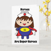 Nurses Super Hero Kawaii Personalize Karte (Gelbe Blume)
