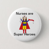Nurses Super Heroes (Brünett) Button (Vorderseite)