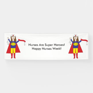 Nurses Super Heroes (Brünett) Personalisieren Banner