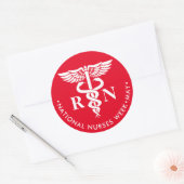 Nurses Week/Day, white caduceus RN Runder Aufkleber (Umschlag)
