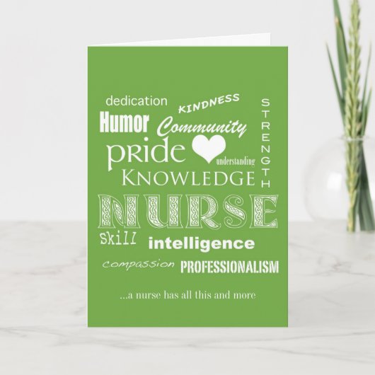 Nurses Week- Nurse Attributes Green Dankeskarte (Vorderseite)