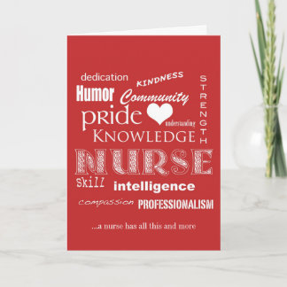 Nurses Week- Nurse Attributes Red Dankeskarte