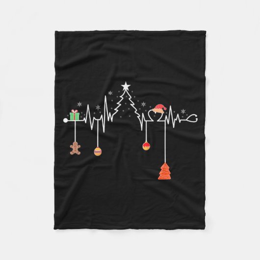 Nursing Christmas Shirt Christmas Tree Heartbeat F Fleecedecke (Vorderseite)