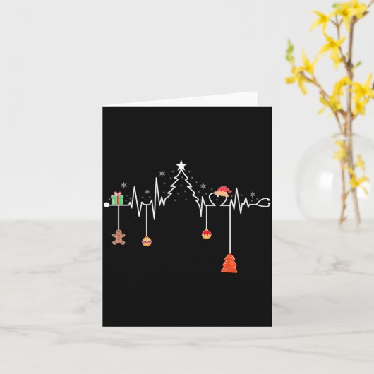 Nursing Christmas Shirt Christmas Tree Heartbeat F Karte (Gelbe Blume)