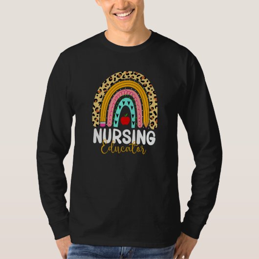 Nursing Educator Leopard Rainbow Healthcare Doctor T-Shirt (Vorderseite)