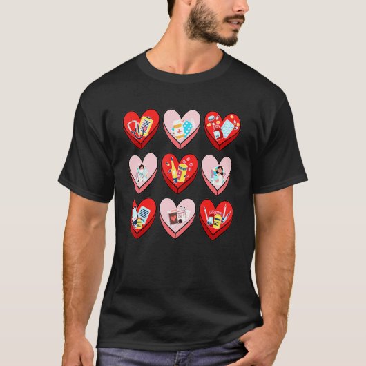 Nursing Heart Cute Valentine Day Group Matching T-Shirt (Vorderseite)