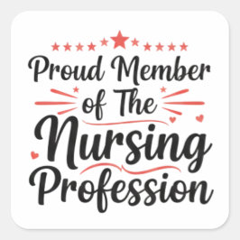 Nursing is a Work of Heart Ornate Decorative Quadratischer Aufkleber