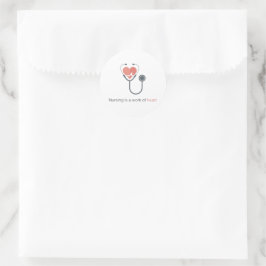 Nursing Is A Work Of Heart Stethoscope Sticker Nur