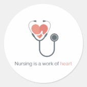 Nursing Is A Work Of Heart Stethoscope Sticker Nur (Vorderseite)