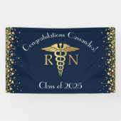 Nursing School Abschluss Navy Blue Gold Banner (Horizontal)