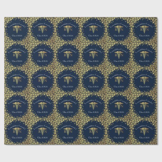 Nursing School Abschluss Navy Blue Gold Geschenkpapier (Flach)