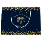 Nursing School Abschluss Navy Blue Gold Große Geschenktüte (Vorderseite)