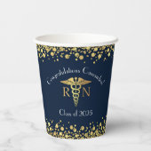 Nursing School Abschluss Navy Blue Gold Pappbecher (Rückseite)