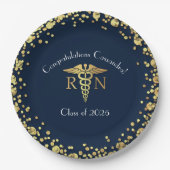 Nursing School Abschluss Navy Blue Gold Pappteller (Vorderseite)