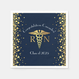 Nursing School Abschluss Navy Blue Gold Serviette