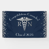 Nursing School Abschluss Navy Blue Silver Banner (Horizontal)