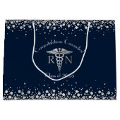 Nursing School Abschluss Navy Blue Silver Große Geschenktüte (Vorderseite)