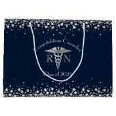 Nursing School Abschluss Navy Blue Silver Große Geschenktüte (Rückseite)