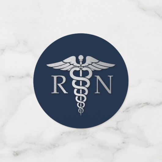 Nursing School Abschluss Navy Blue Silver Konfetti (Klein Vorderseite)