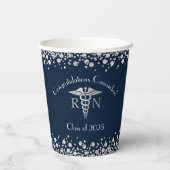 Nursing School Abschluss Navy Blue Silver Pappbecher (Rückseite)