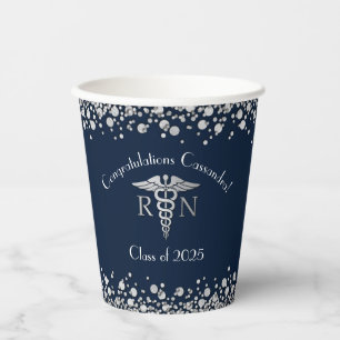 Nursing School Abschluss Navy Blue Silver Pappbecher